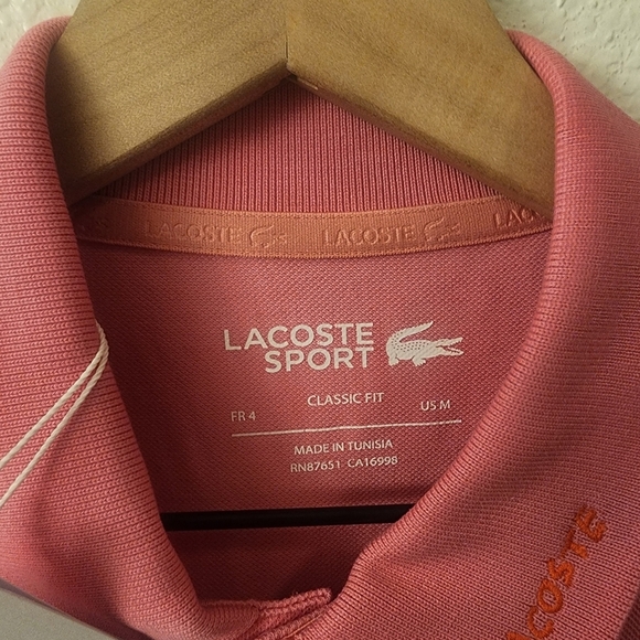 Lacoste Sport Pink Golf Polo Shirt Rubber Crocodile Mens Sz Medium - Picture 3 of 15